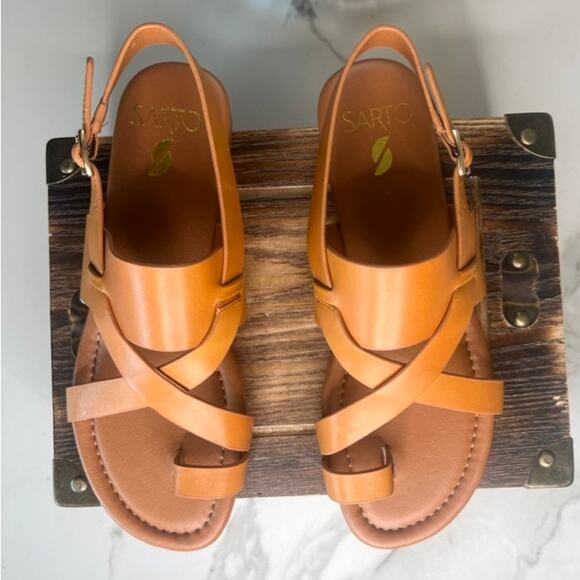 Franco Sarto Gia Leather Sandals in Tan - Picture 2 of 8
